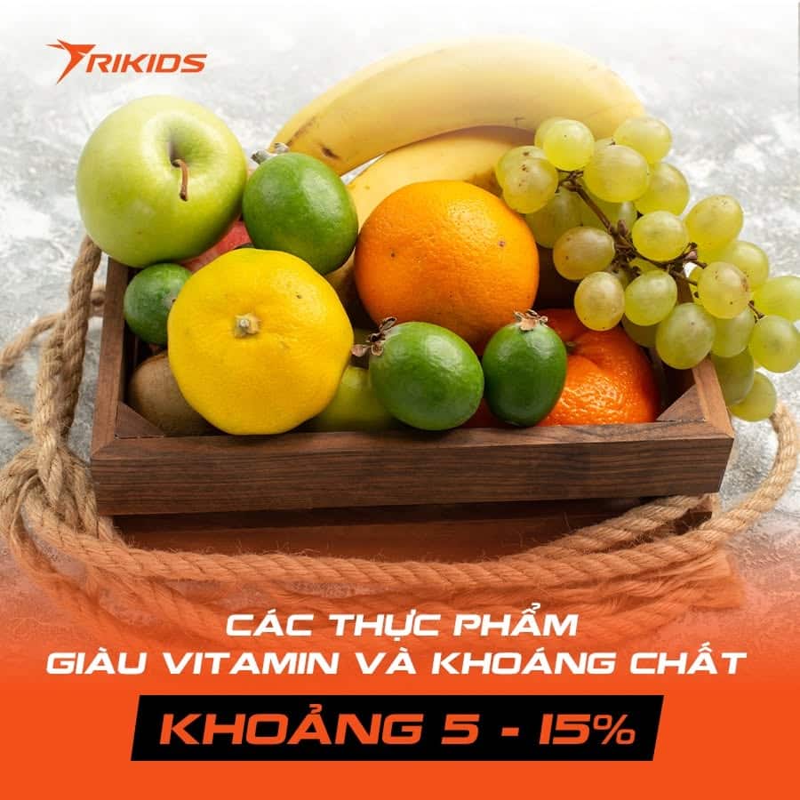 Các thực phẩm giàu vitamin và khoáng chất (Khoảng 5%-10%)