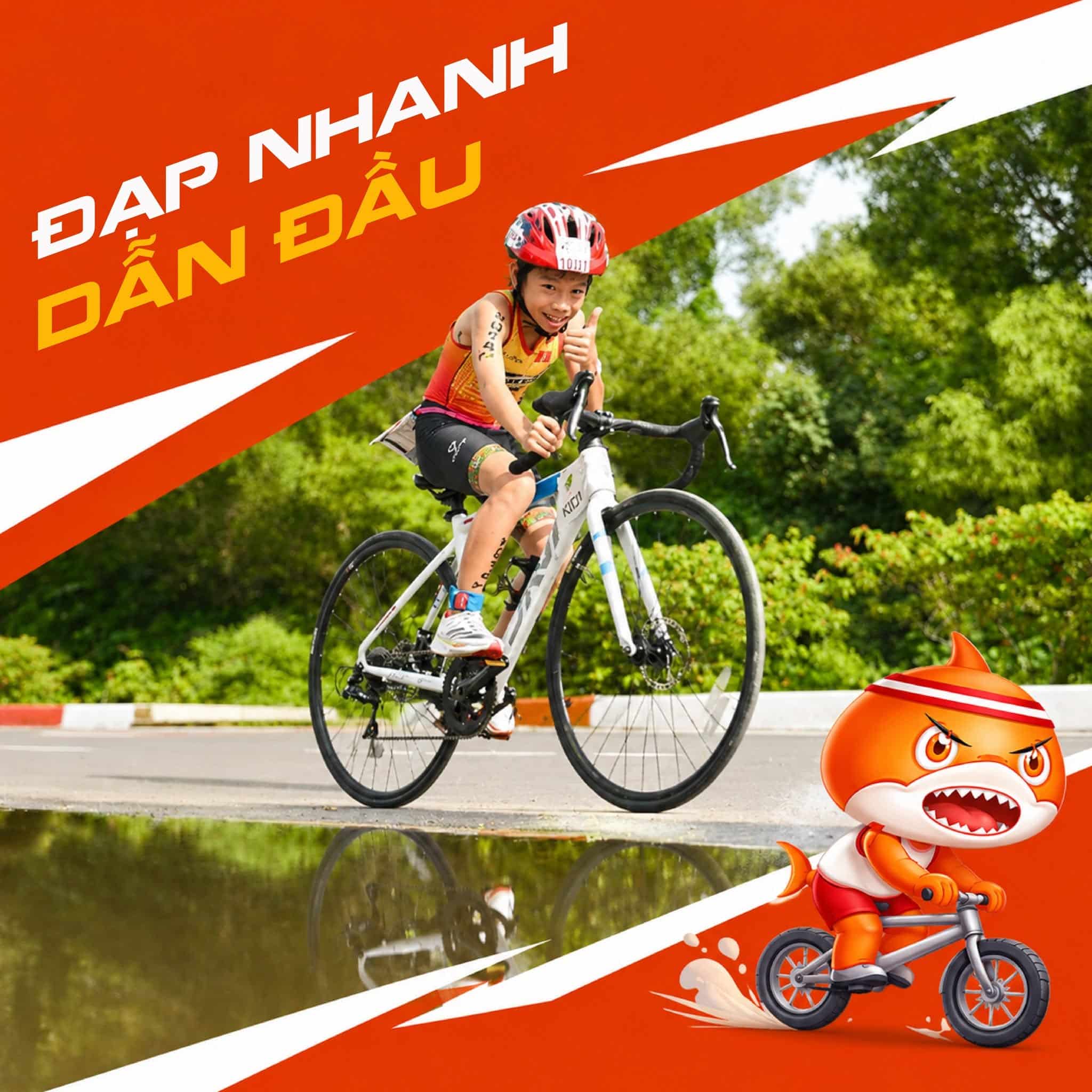 Học viên TriKids trong hoạt động chuẩn bị thi đấu triathlon